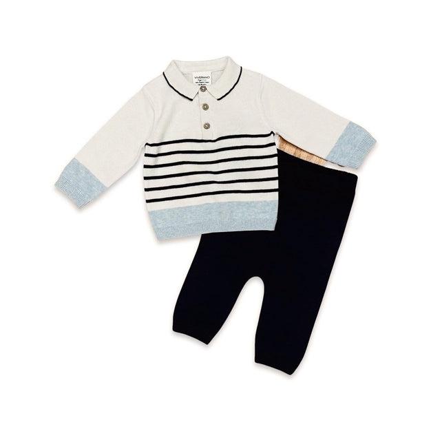 Stripe Sweater Knit Baby Pullover & Pants 2pc Set