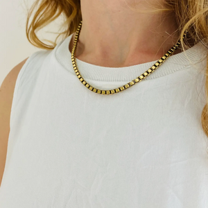 24k Gold Plated Box Chain Necklace