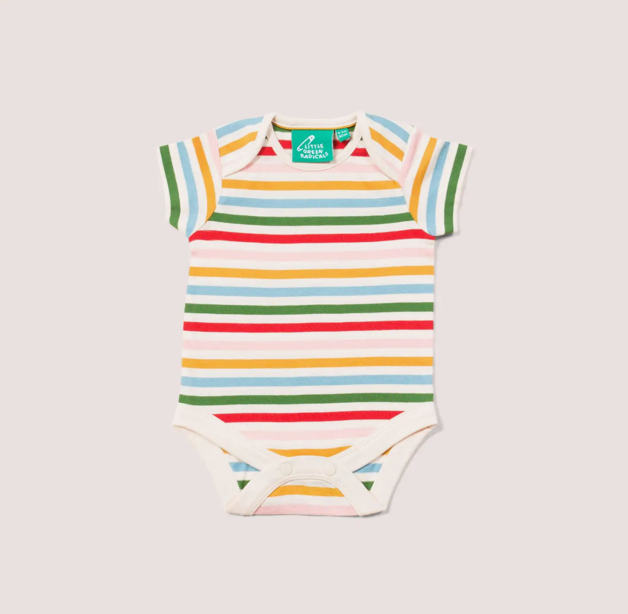 Short Sleeve Organic Baby Bodysuit - Rainbow Stripes