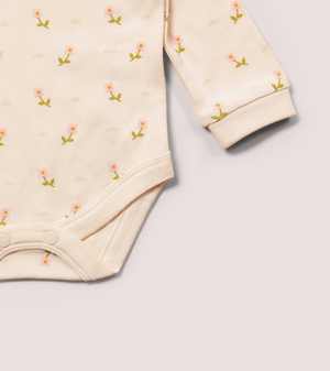 Organic Baby Bodysuit - Pink Flowers