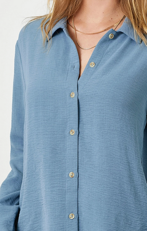 Gwyneth Textured Button Up - Nantucket Blue