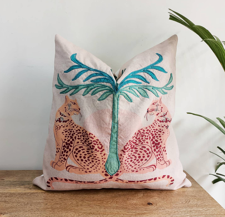 Tiger Palm Pillow Cover - Pink