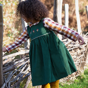 Embroidered Toadstool Corduroy Pinny Dress