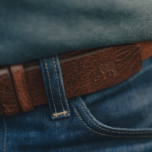 Vintage Glazed Leather Belt-Tan