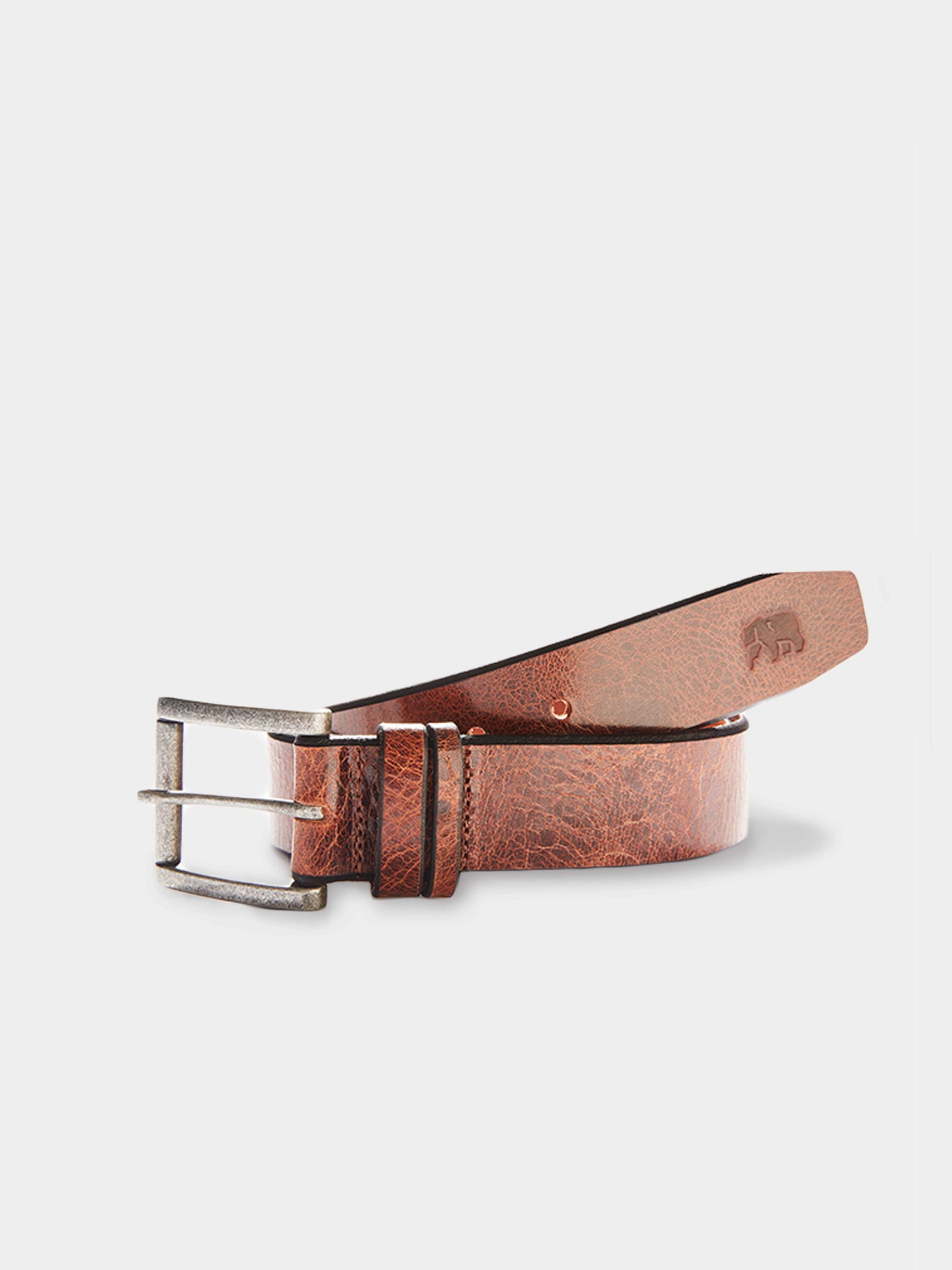 Vintage Glazed Leather Belt-Tan