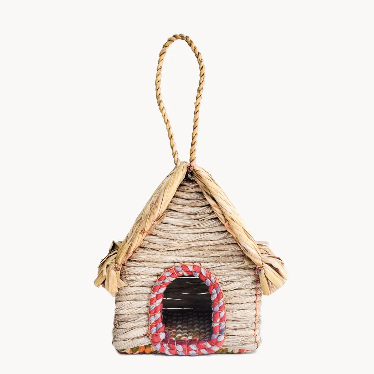 Handwoven Seagrass Birdhouse - Cabin