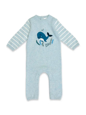 Whale Jacquard Knit Baby Jumpsuit