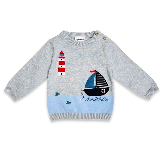 Lighthouse Sailor Embroidery Sweater
