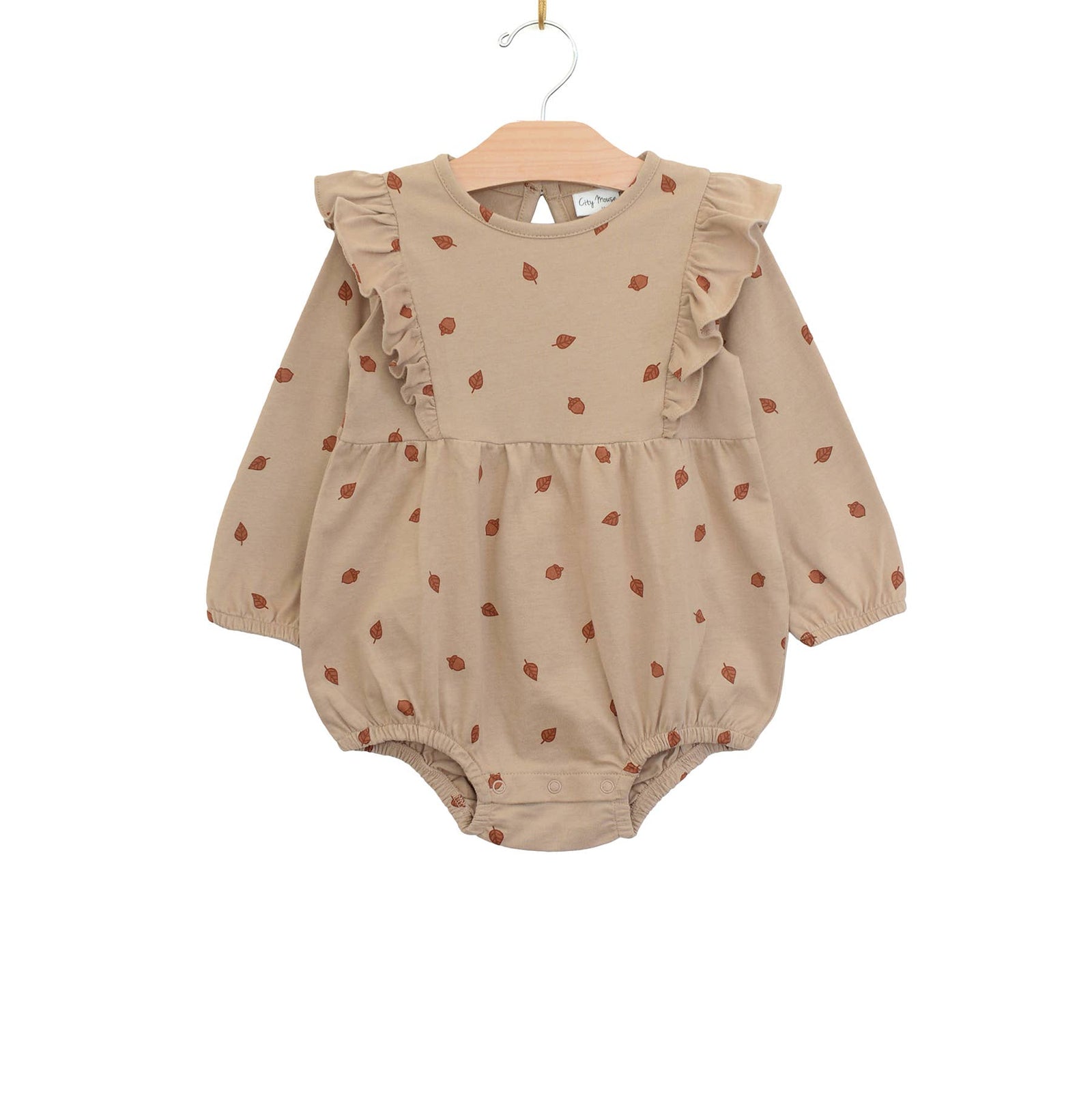 Flutter Long Sleeve Romper- Acorn Pecan