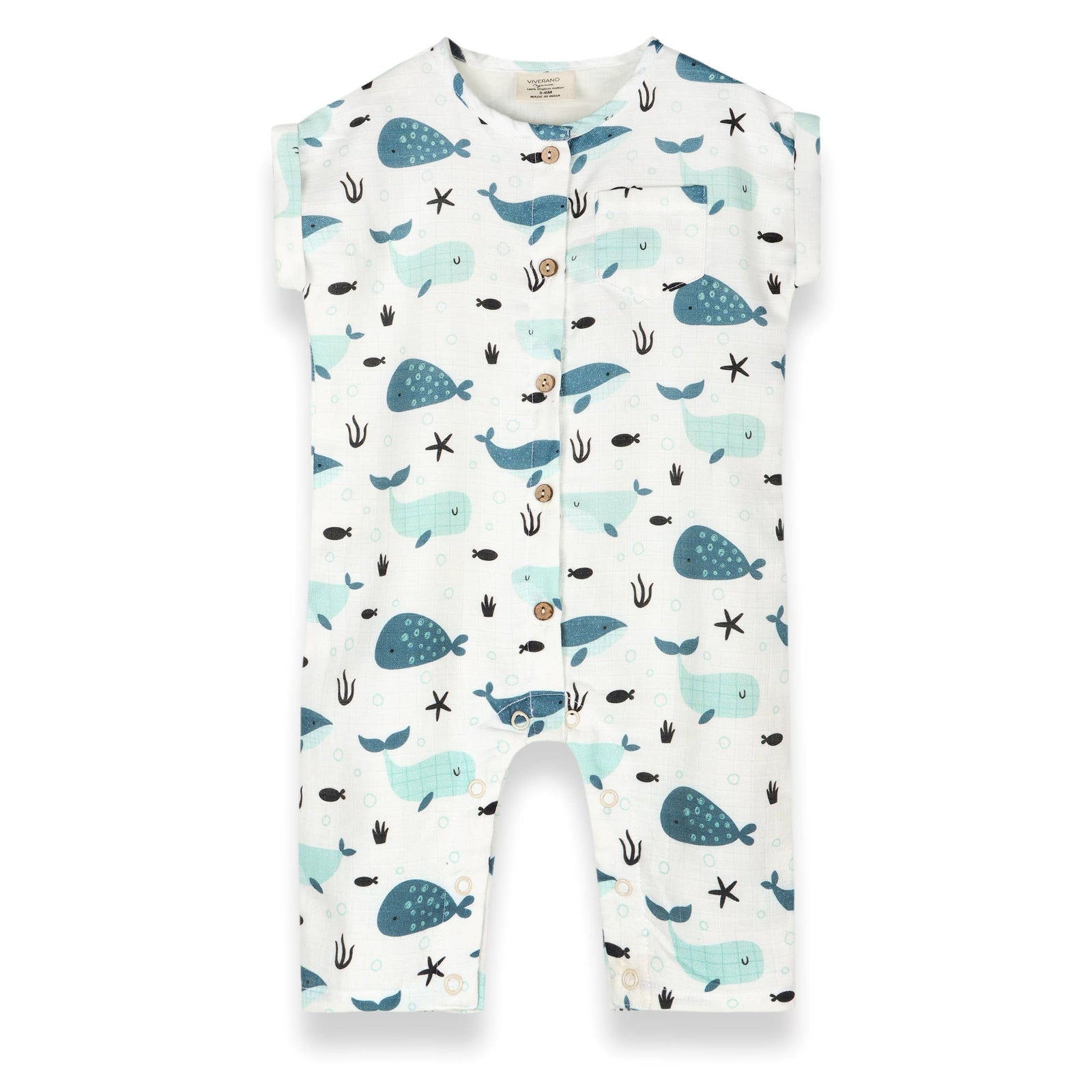 Whales Baby Jumpsuit  (Organic Muslin)