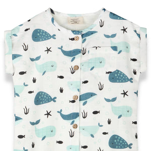 Whales Baby Jumpsuit  (Organic Muslin)