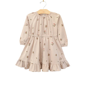 Raglan Ruff Dress- Blush Mushrooms