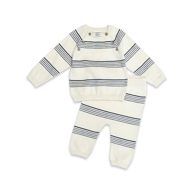 Stripe Sweater Knit Baby Pullover & Pants 2pc Set