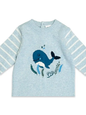 Whale Jacquard Knit Baby Jumpsuit