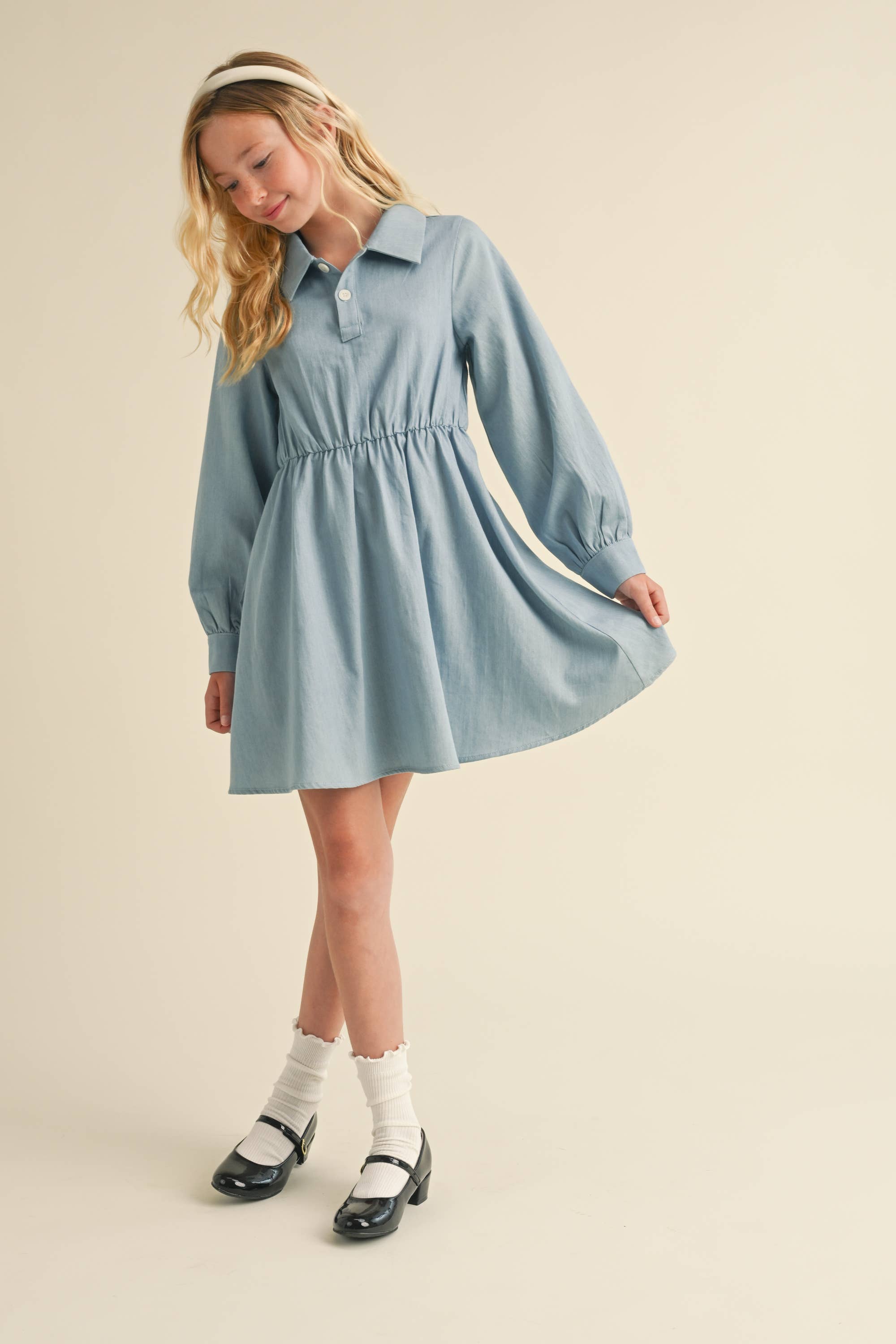 Long Sleeve Chambray Shirt Dress - Reservoir Long Sleeve Chambray Shirt Dress - Reservoir