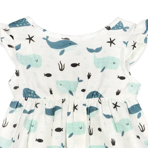 Whales Baby Dress + Bloomer (Organic Muslin)