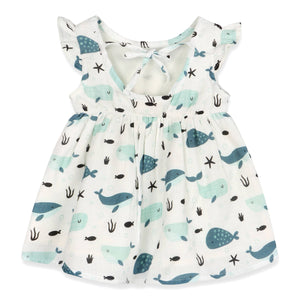 Whales Baby Dress + Bloomer (Organic Muslin)