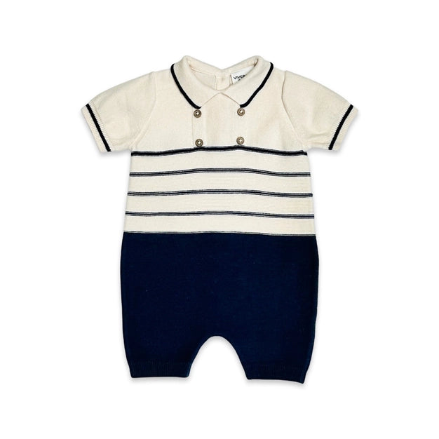 Classic Nautical Knit Striped Romper