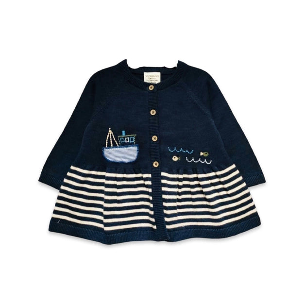 Sailboat Embroired Baby Knit Dress