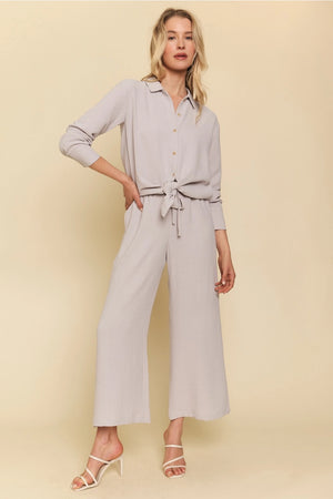 Gwyneth Textured Button Up - Grey