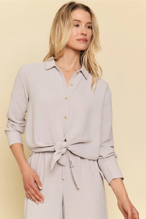 Gwyneth Textured Button Up - Grey