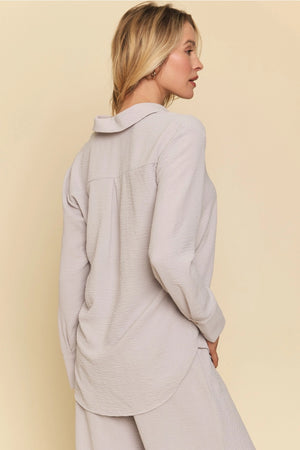 Gwyneth Textured Button Up - Grey