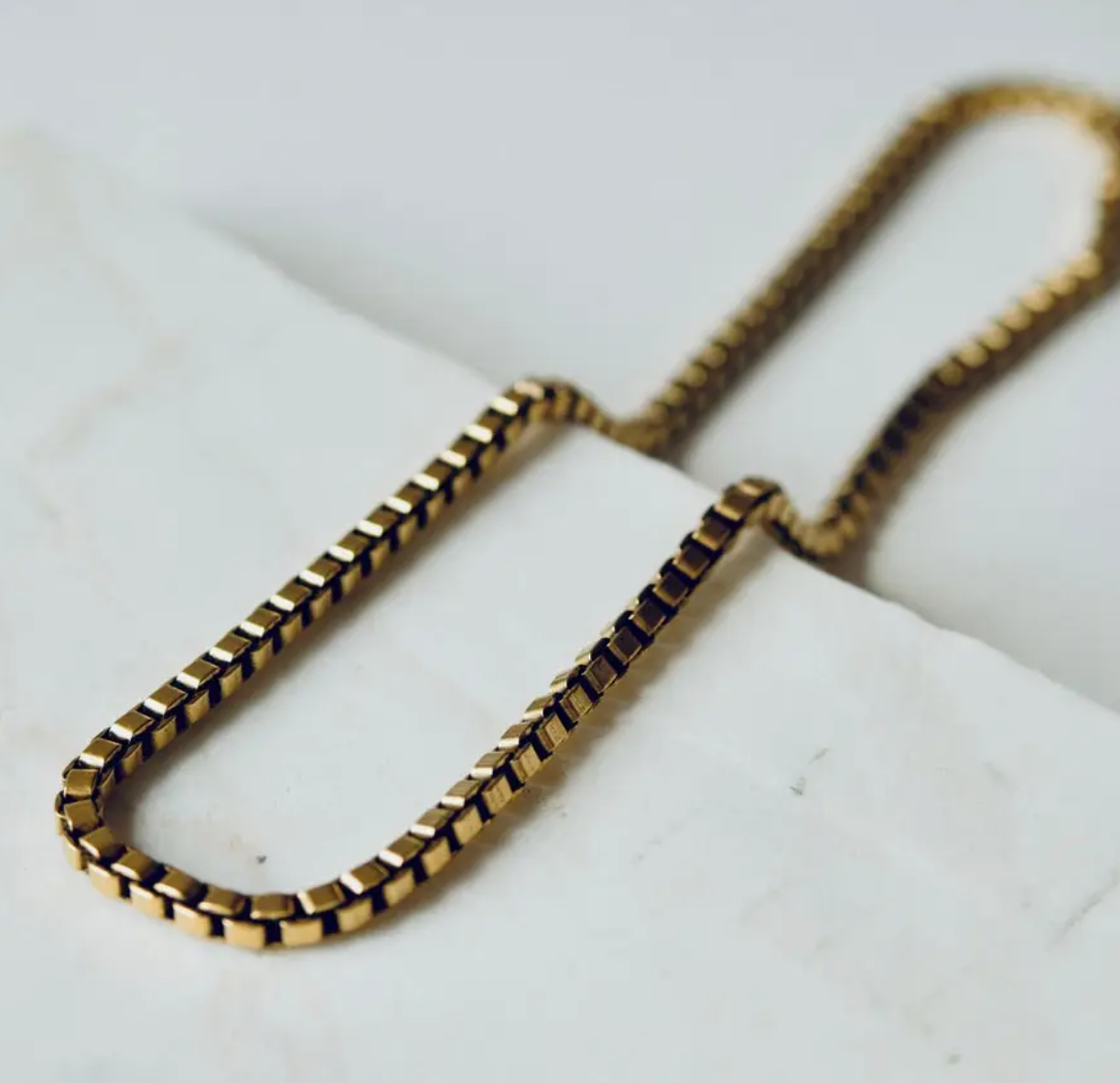 24k Gold Plated Box Chain Necklace