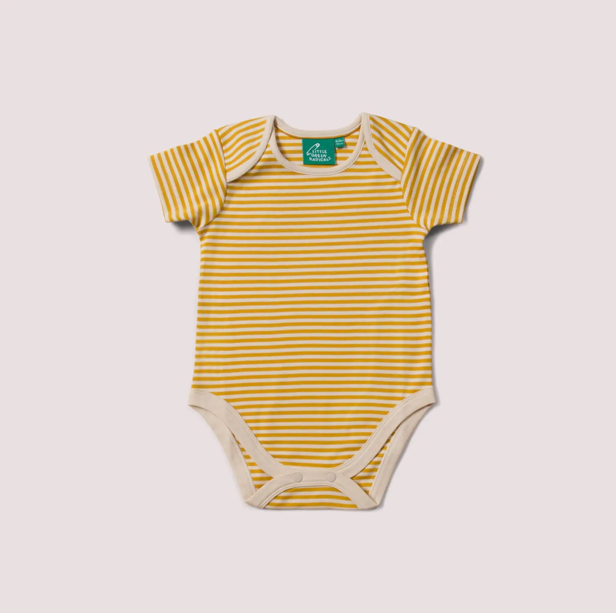 Short Sleeve Organic Baby Bodysuit - Yellow Stripes