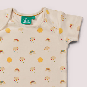 Short Sleeve Organic Baby Bodysuit - Sunshine & Rainbows