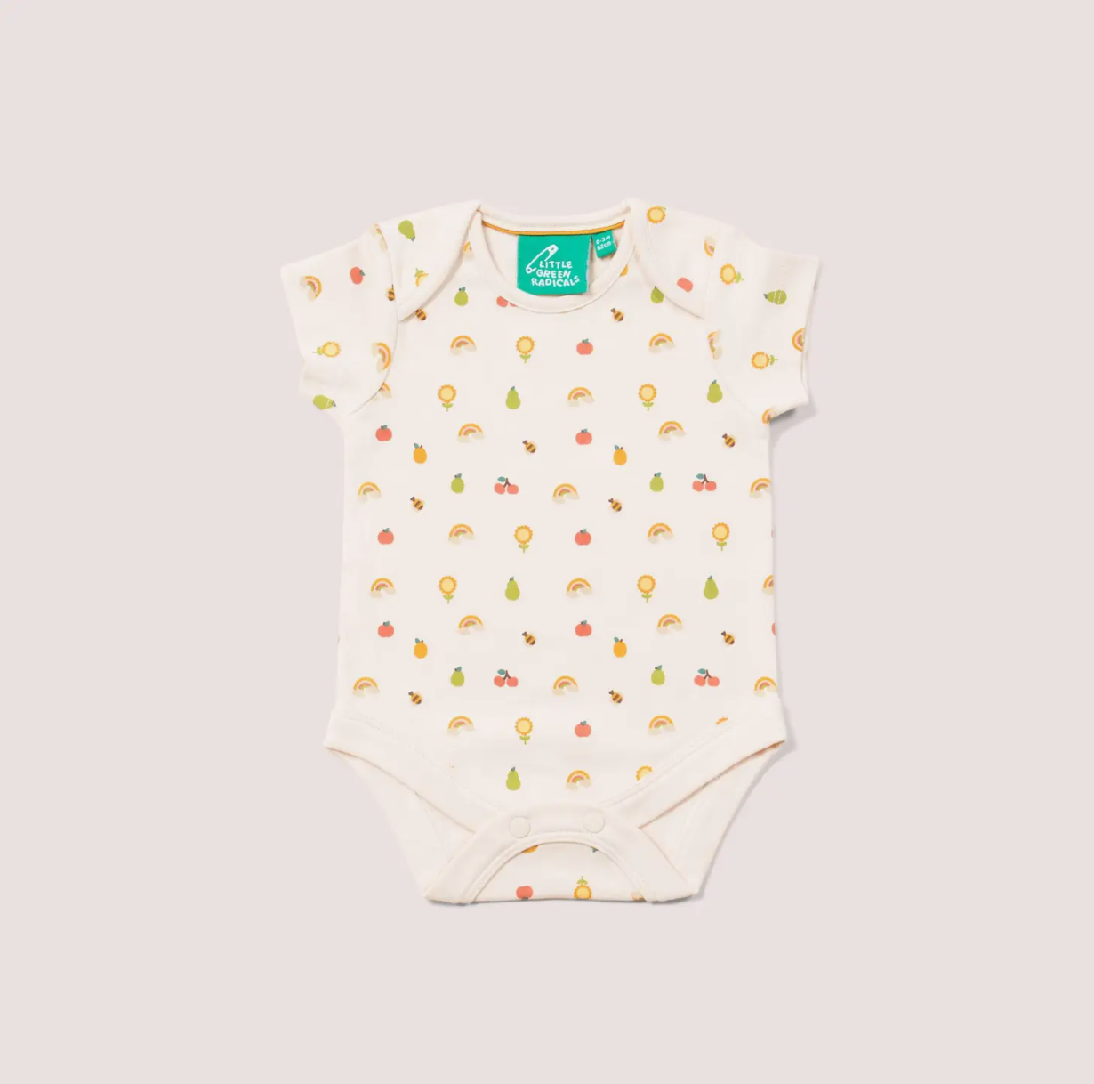 Short Sleeve Organic Baby Bodysuit - Garden Days