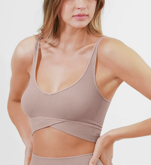 Ribbed Crossover Bra Top - Assorted