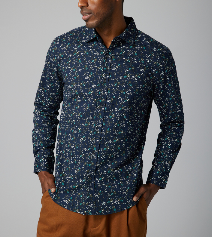 Floral Button Up - Navy