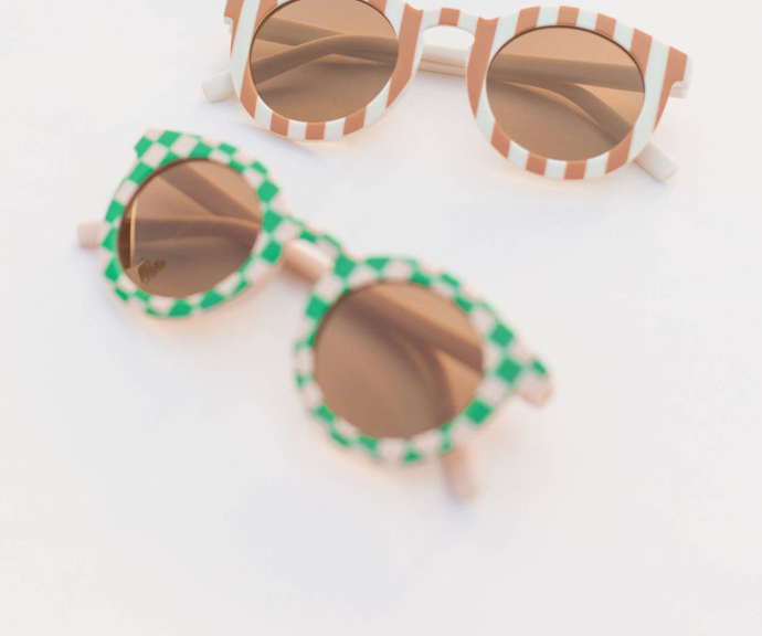 Retro Check Kids Sunglasses - Green