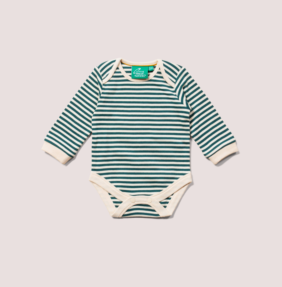 Organic Baby Bodysuit - Forest Green Stripes