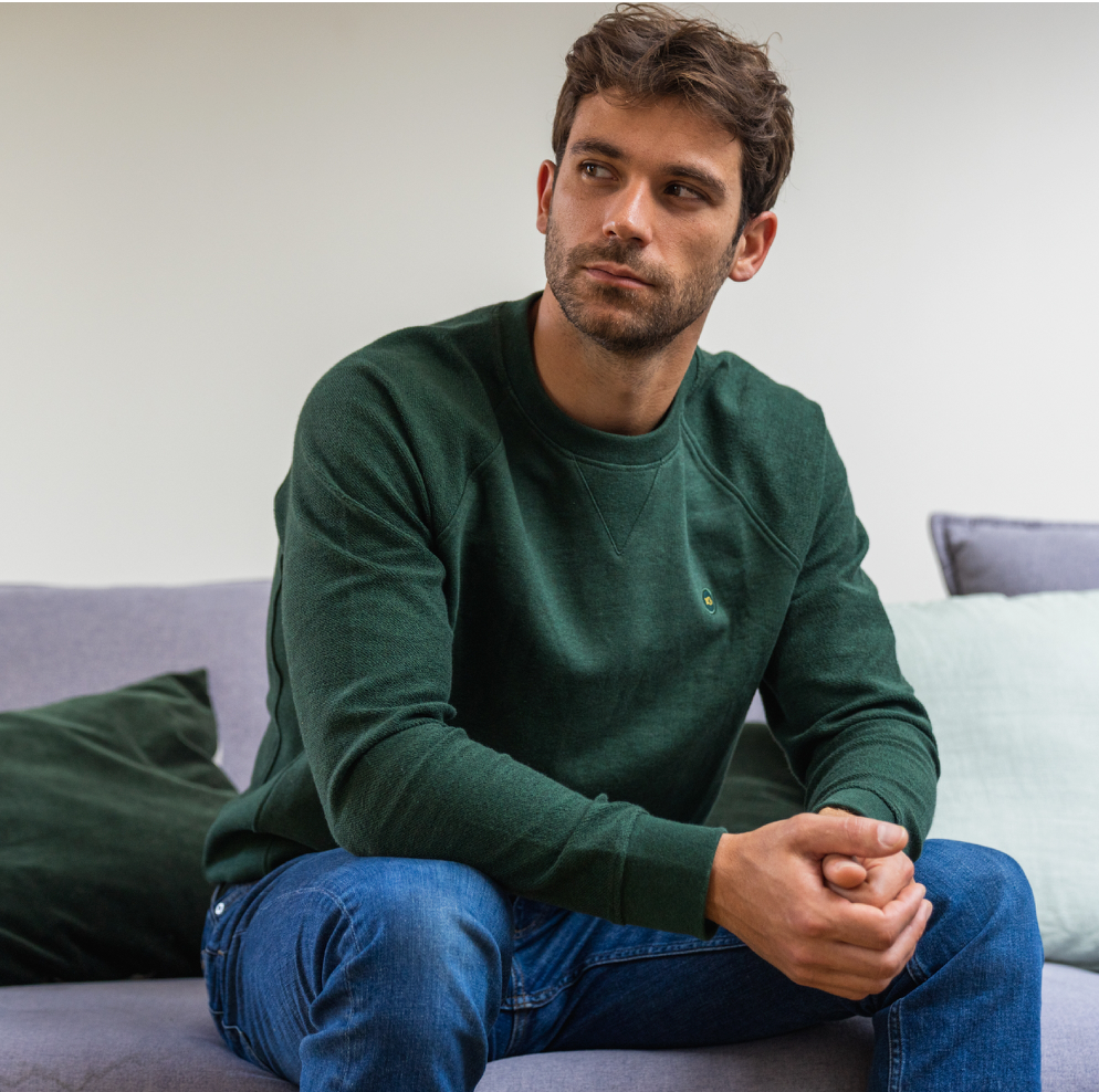 Organic Cotton Sweatshirt - Mottled Green