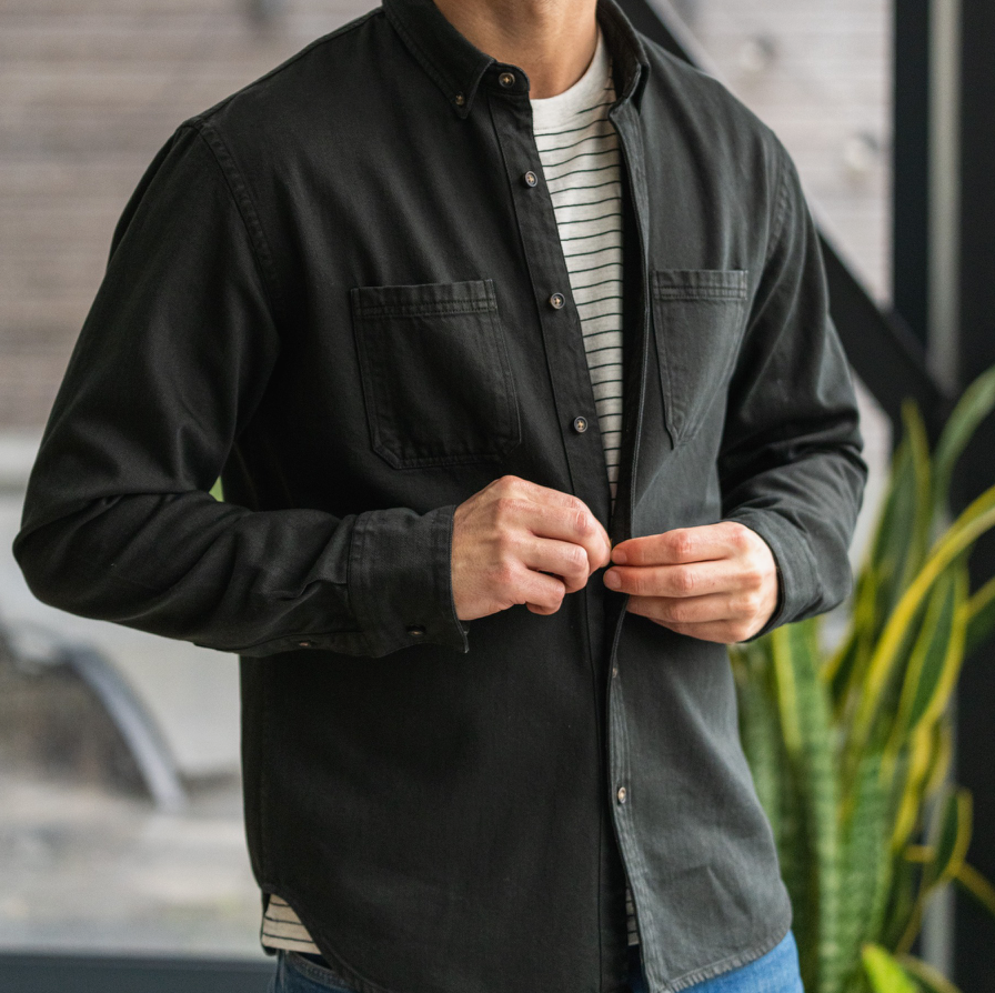 Cotton Denim Shirt - Dark Charcoal