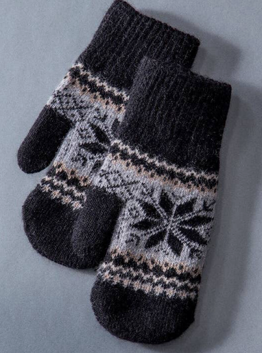Snowflake Mittens - Black