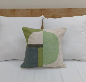 Geo Woven Pillow Case - Greens