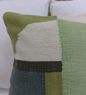 Geo Woven Pillow Case - Greens