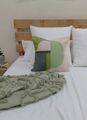 Geo Woven Pillow Case - Greens