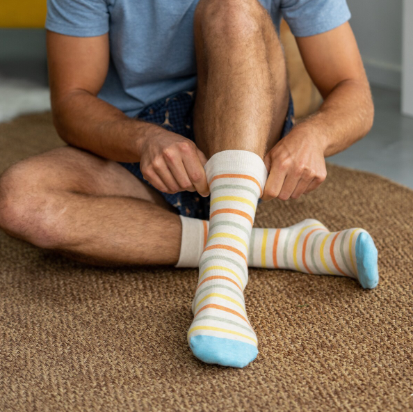 The Sunset Striped Combed Cotton Socks