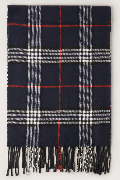 Winter Plaid Scarf - Navy