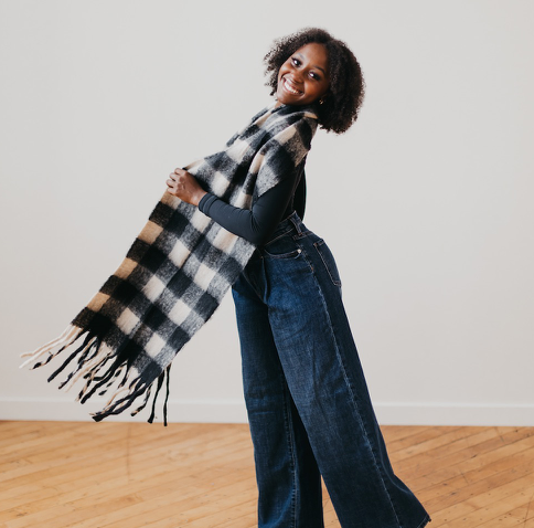 Checkered Fringe Scarf