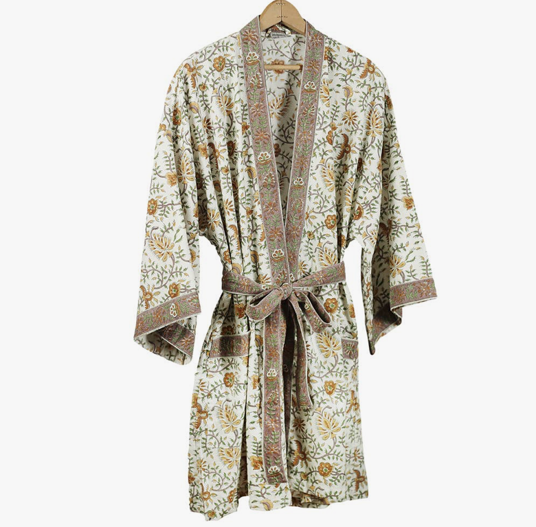 Cotton Robe - SHORT, Flower