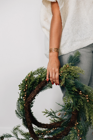 Cut Leaves Brass Bangle