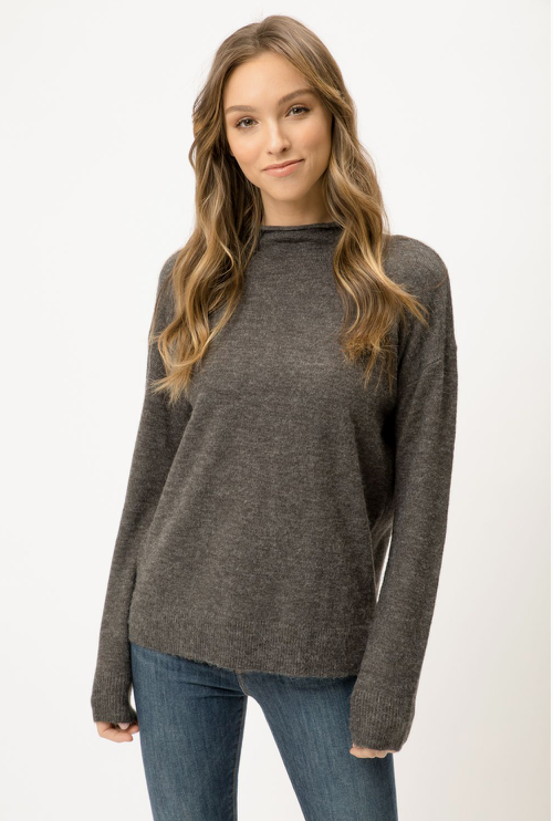 Elizabeth Mock Neck - Charcoal