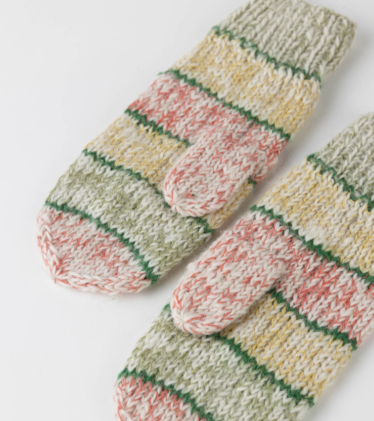 Wool/Cotton Blend Striped Mittens