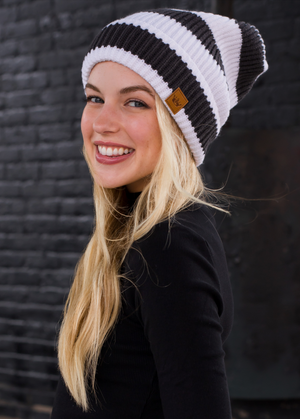 Slouchy Striped Beanie