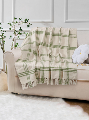 Cotton Boucle Throw Blanket - Green