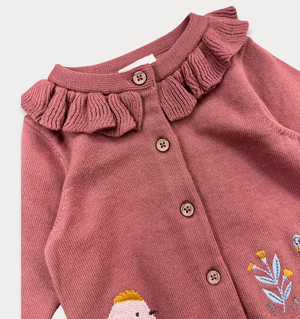 Floral Birdie Embroidery Cardigan